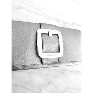 MICHAEL Michael Kors Silver Leather Clutch Purse